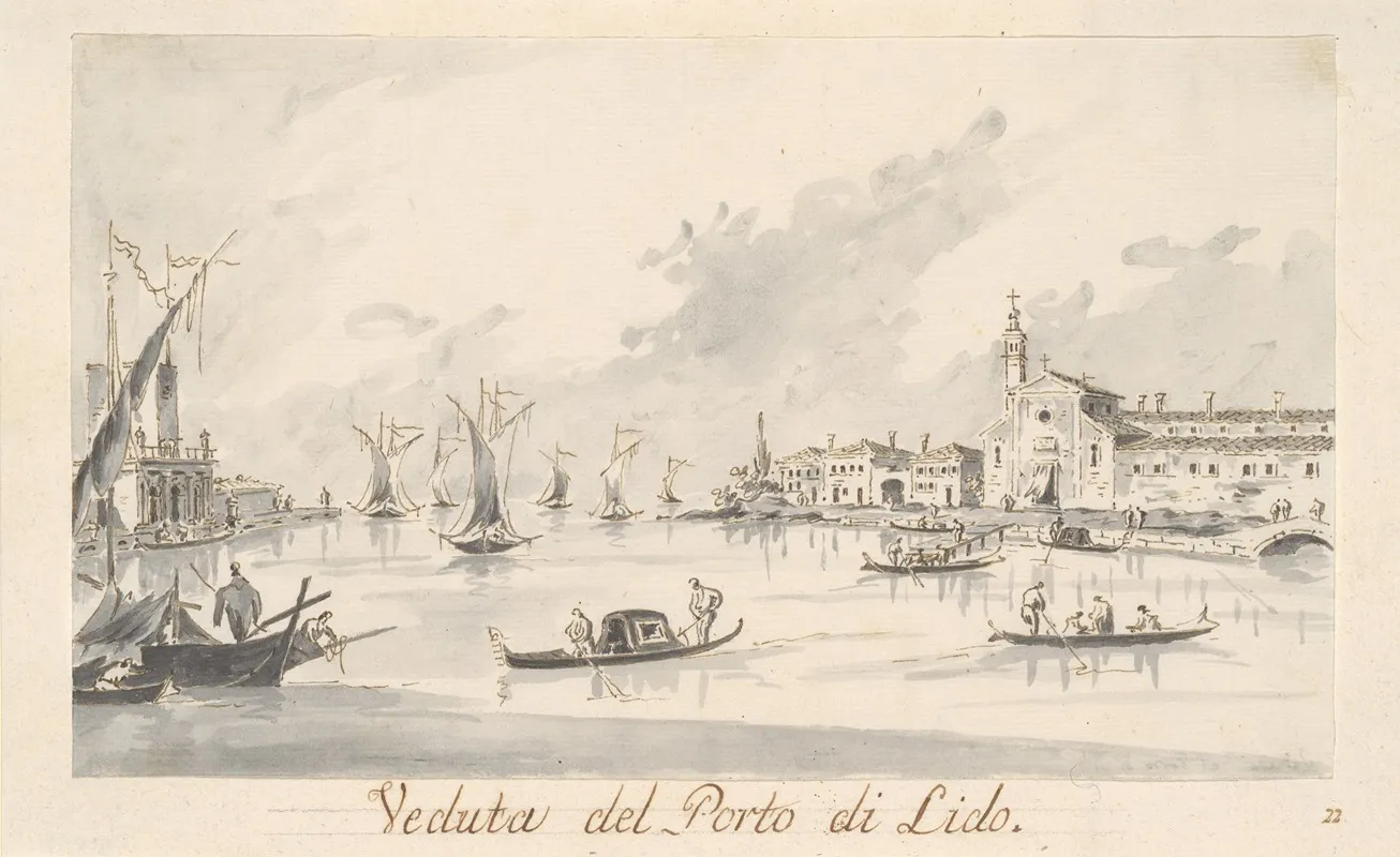 The Porto Di Lido With The Fortezza Santandrea On The Left by Giacomo Guardi - Canvas Print