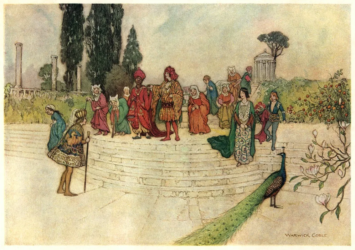 The Prince And Zoza With The Story Tellers by Warwick Goble - Canvas Print
