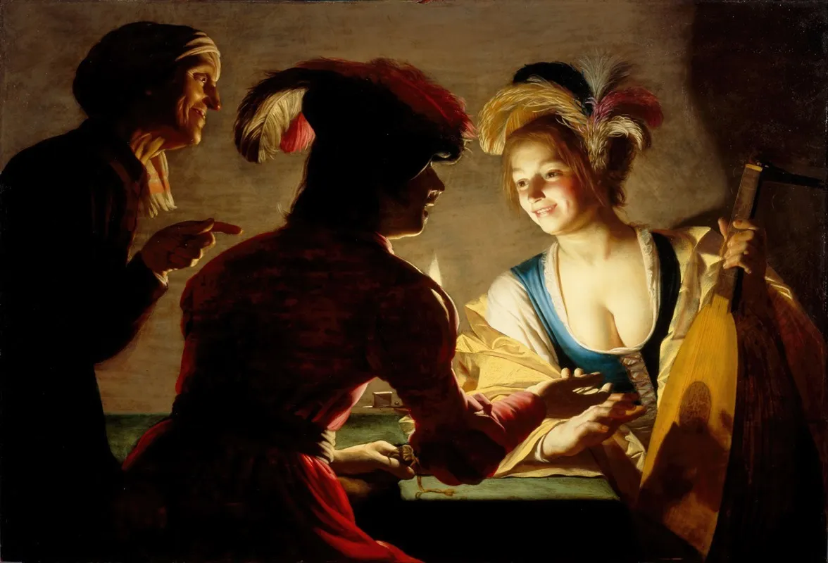 The Procuress 2 by Gerard van Honthorst - Canvas Print