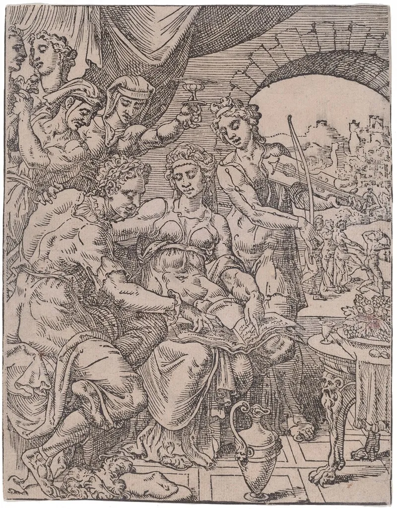 The Prodigal Son Living With Harlots 3 by Dirck Volckertz Coornhert - Canvas Print