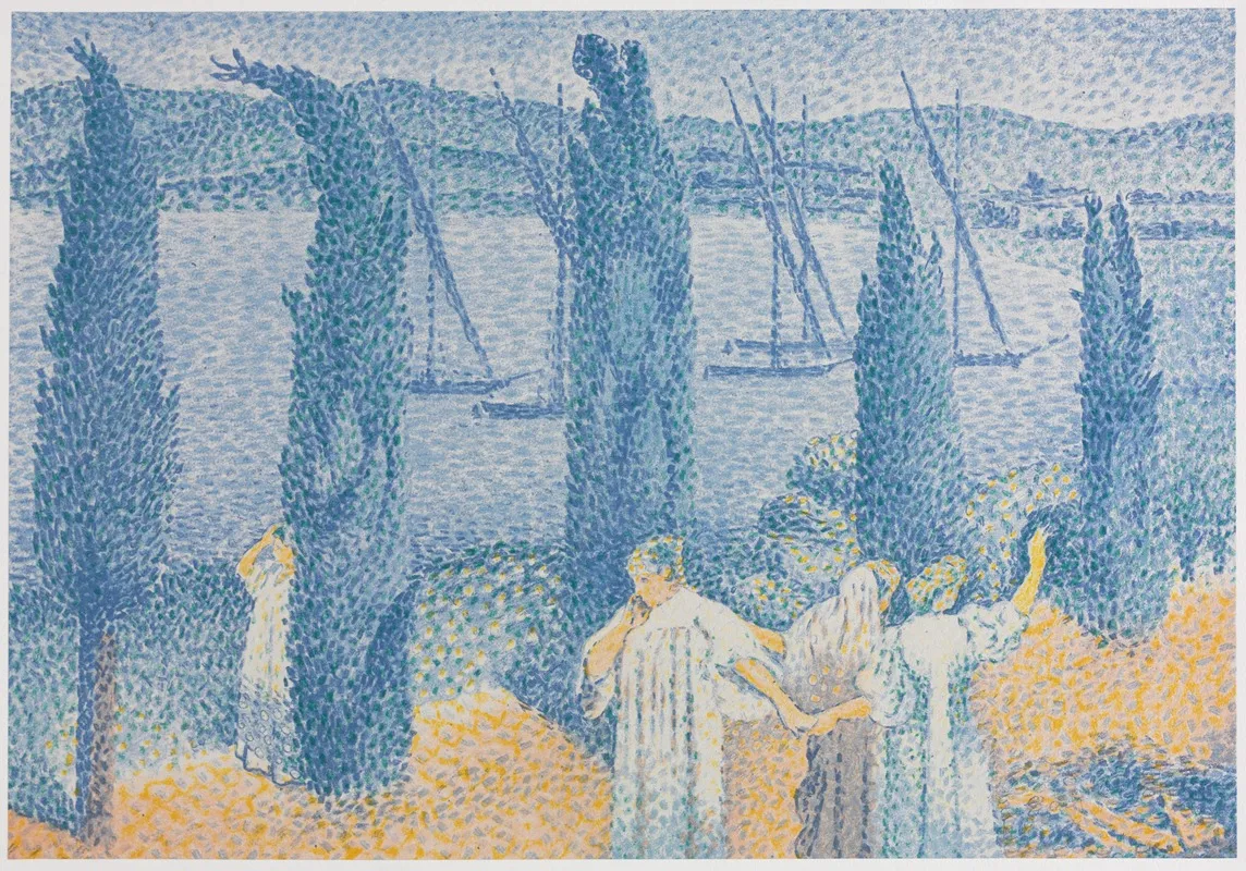 The Promenade Landscape With Cypresses by Henri-Edmond Cross - Canvas Print