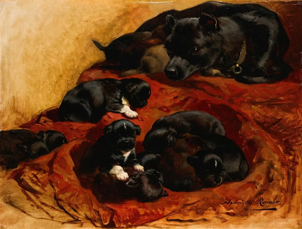 The Proud Mother by Henriëtte Ronner-Knip - Canvas Print