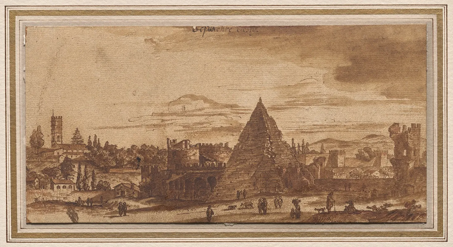 The Pyramid Of Cestius Rome by Michiel van Overbeek - Canvas Print