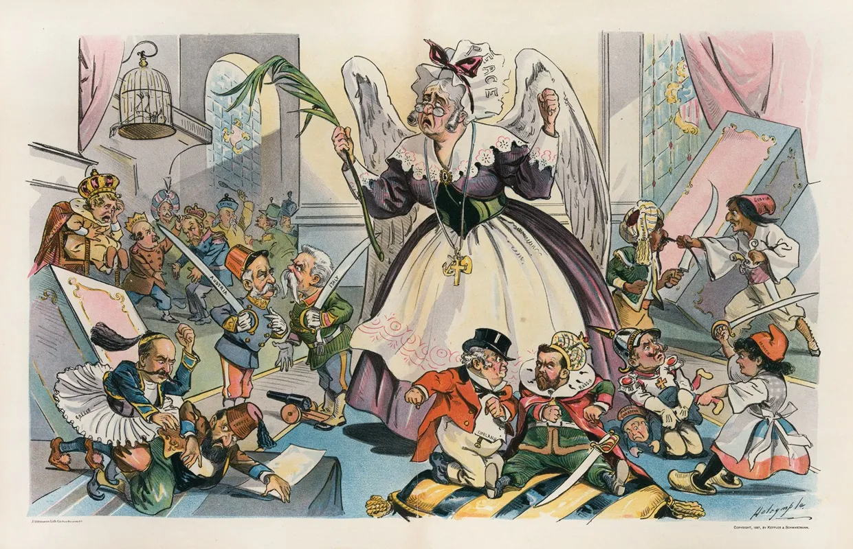 The Quarrelsome European Nursery by Louis Dalrymple - Canvas Print