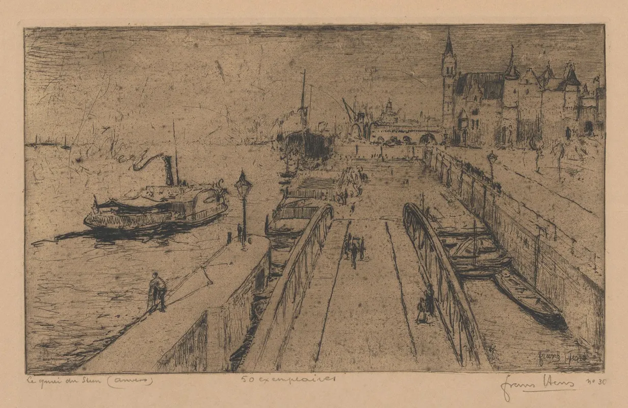 The Quay At The Steen by Frans Hens - Canvas Print