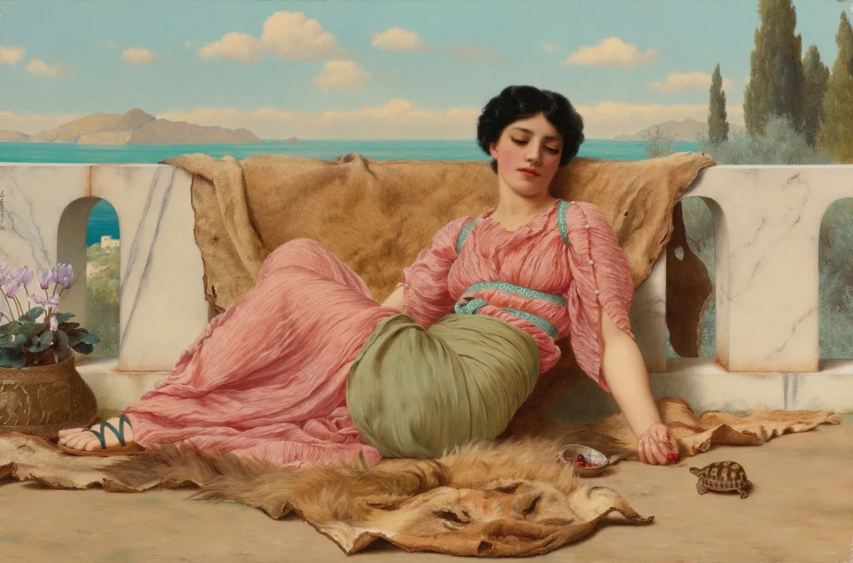 The Quiet Pet by John William Godward - Canvas Print