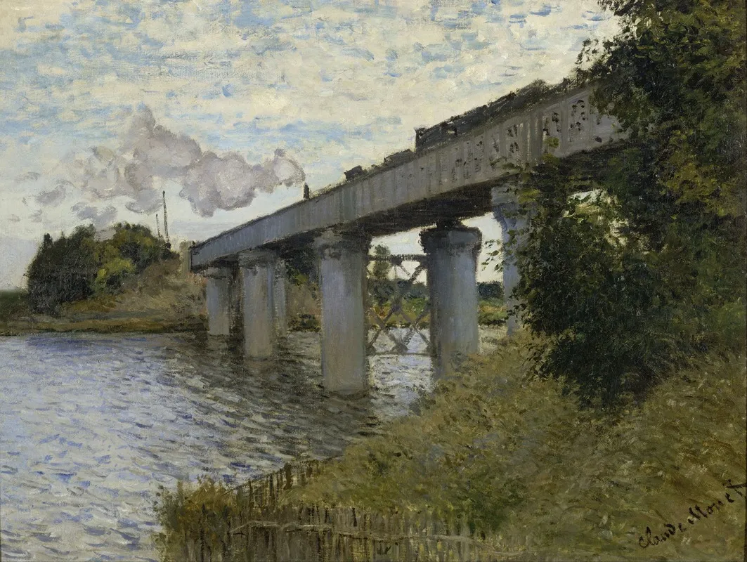 The Railroad Bridge In Argenteuil by Claude Monet - Canvas Print
