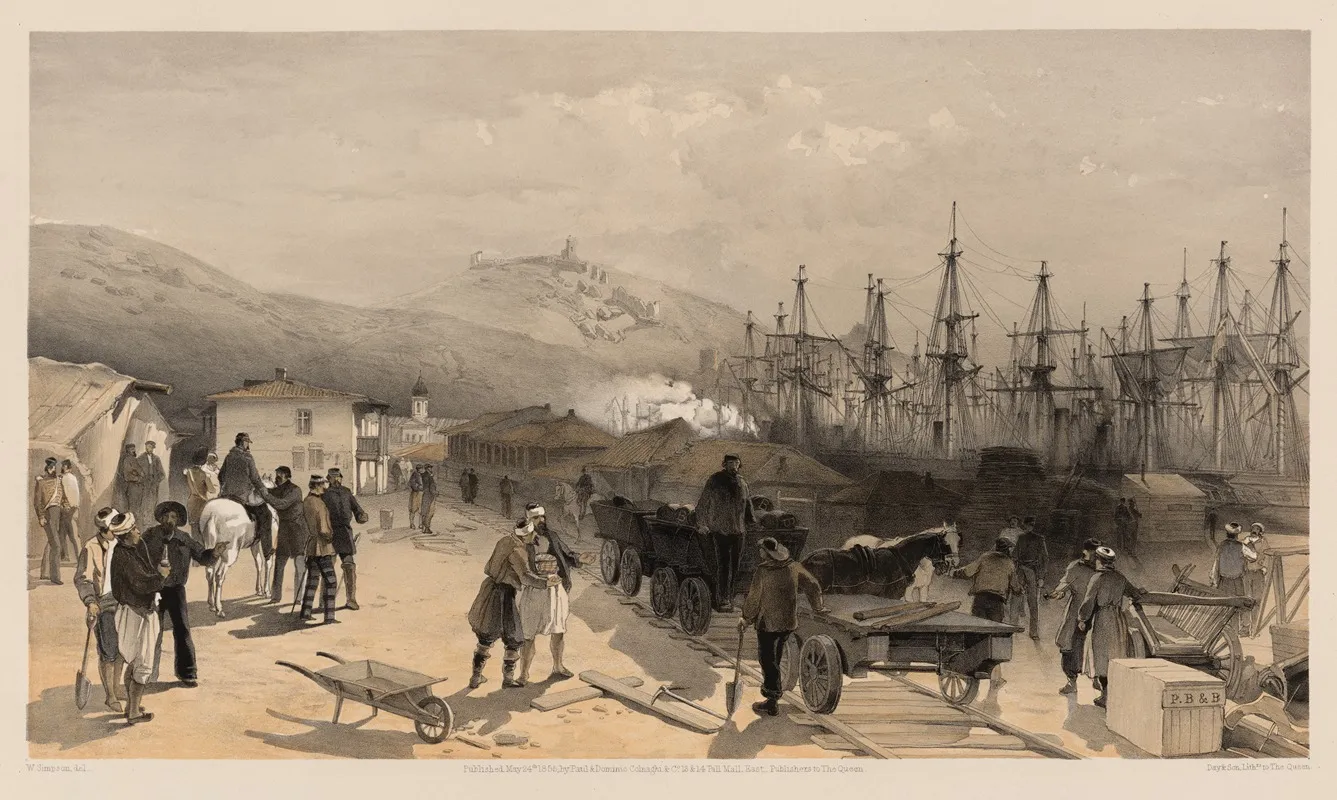 The Railway At Balaklava Looking South by William Simpson - Canvas Print