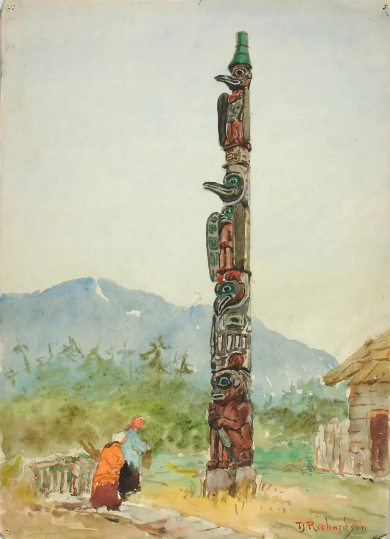 The Raven Totem Pole by Theodore J. Richardson - Canvas Print