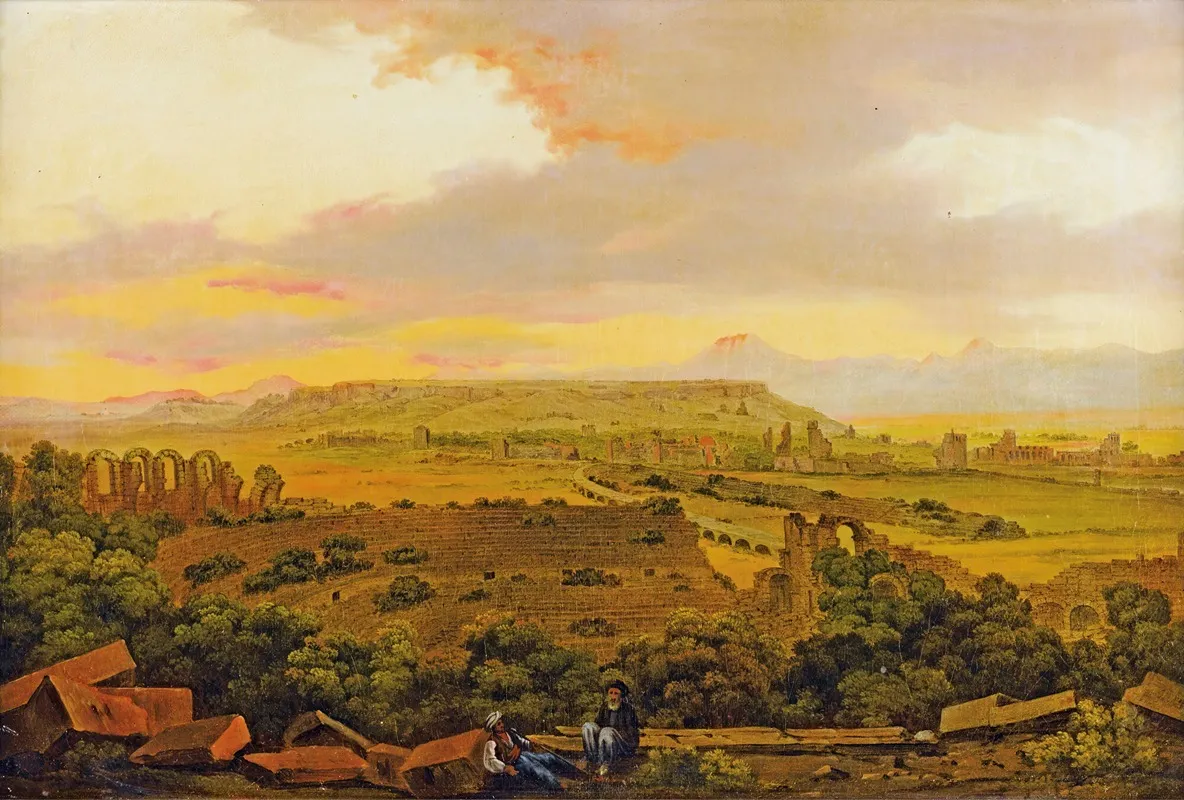 The Rest Near The Ruins Of A Theater by Carl Friedrich Heinrich Werner - Canvas Print