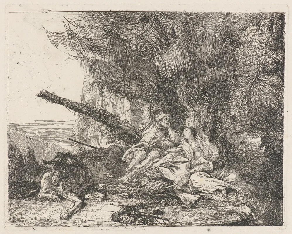 The Rest On The Flight by Giovanni Domenico Tiepolo - Canvas Print