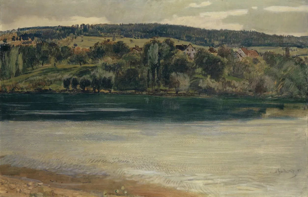 The Rhine Near Stein Rhineshore At Dusk