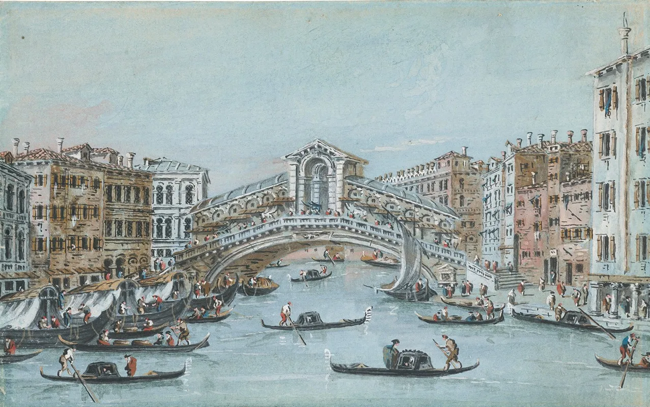 The Rialto Bridge 2 by Giacomo Guardi - Canvas Print