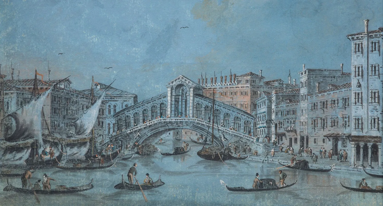 The Rialto Bridge Venice 3 by Giacomo Guardi - Canvas Print