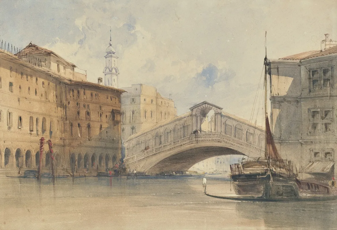 The Rialto Bridge Venice 4 by William Callow - Canvas Print