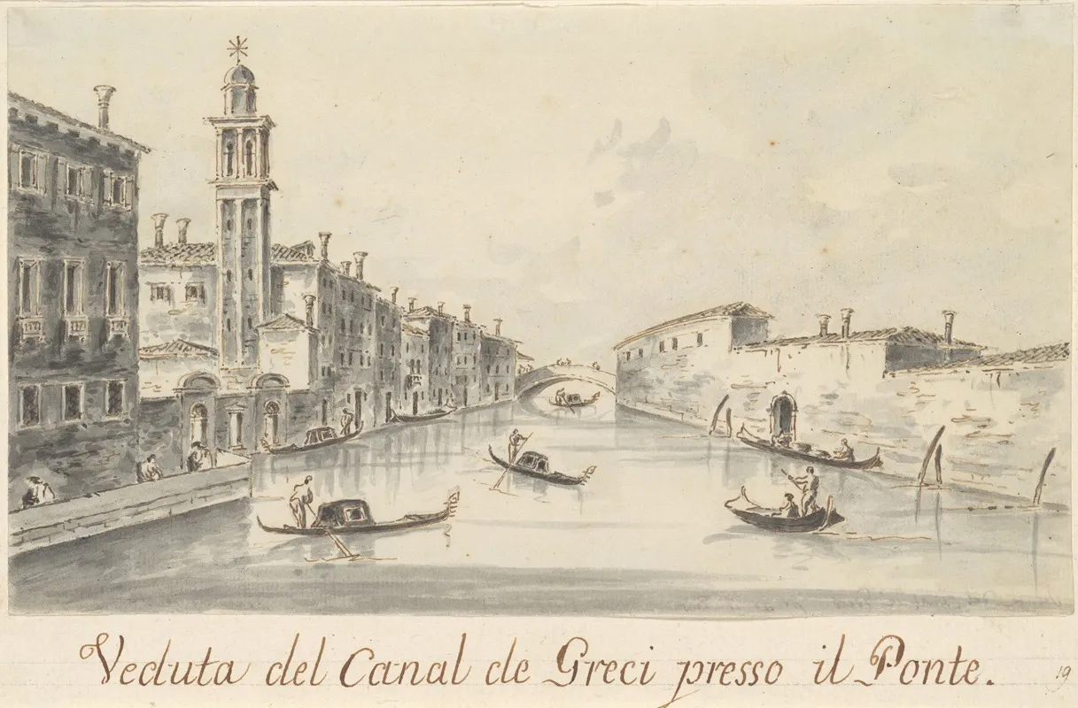 The Rio Dei Greci With The Ponte Della Pieta In The Distance by Giacomo Guardi - Canvas Print