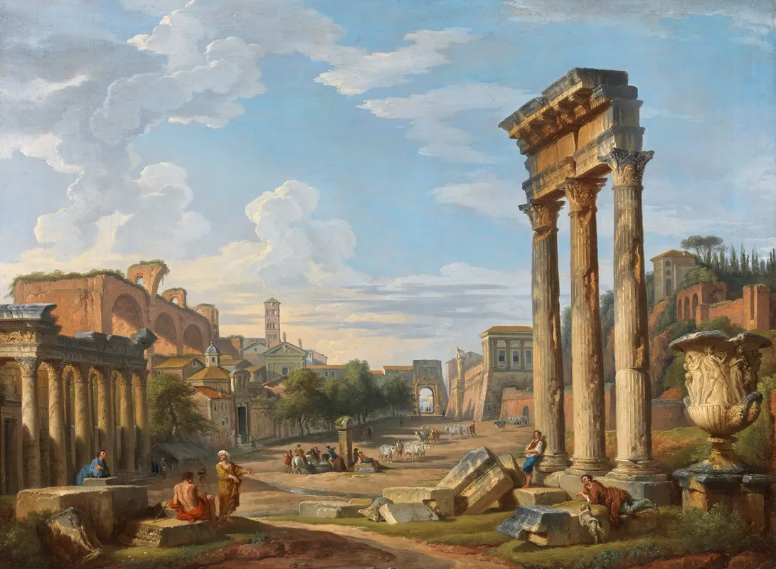 The Roman Forum 4 by Giovanni Paolo Panini - Canvas Print