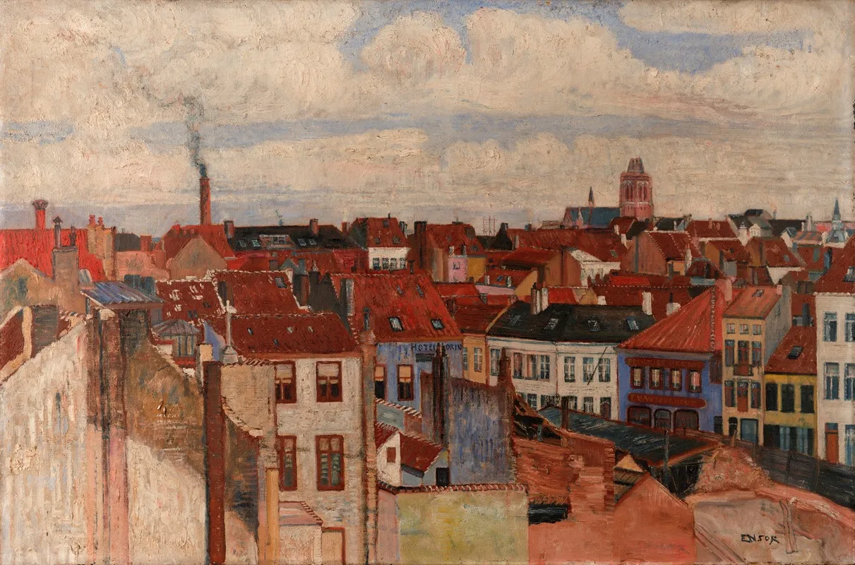 The Rooftops Of Ostend 2 by James Ensor - Canvas Print