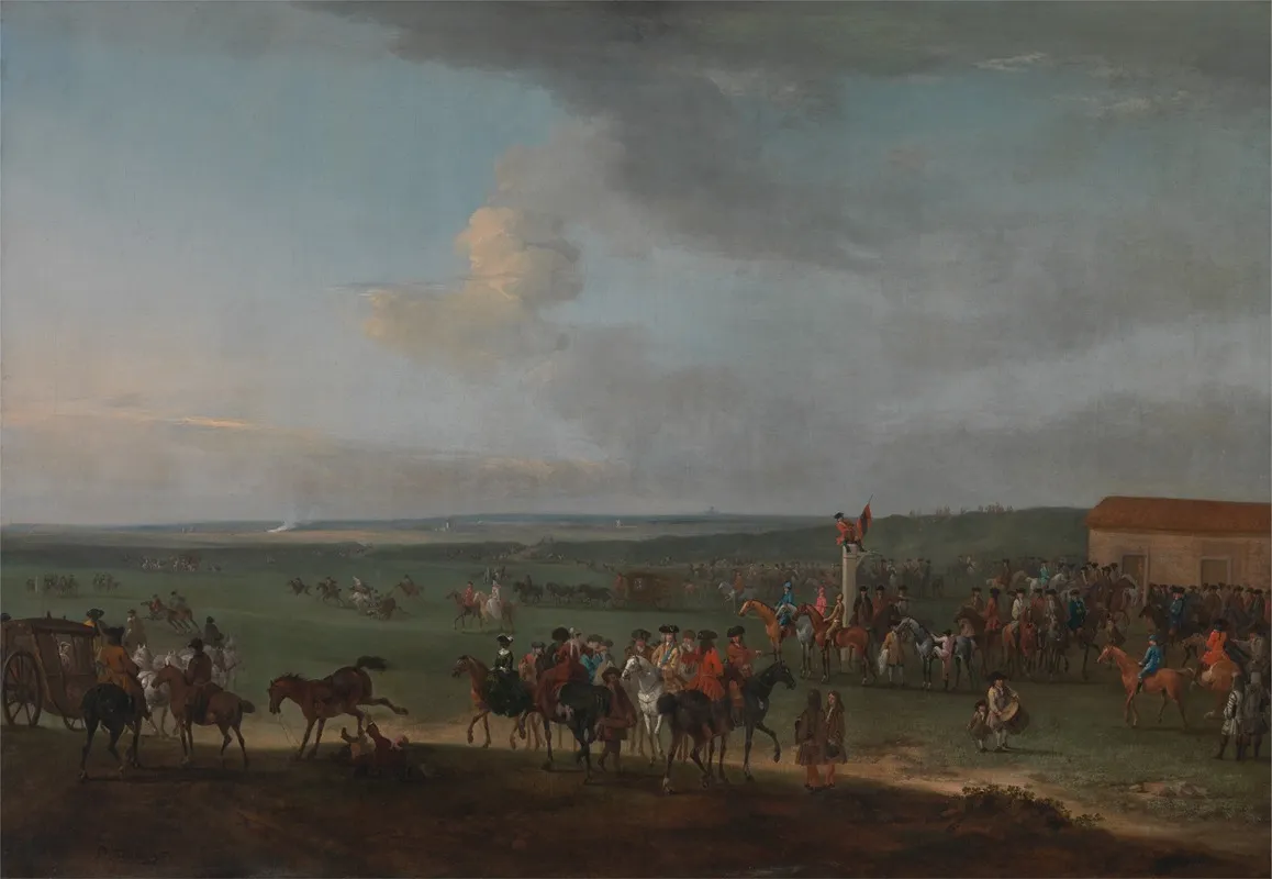 The Round Course At Newmarket Cambridgeshire Preparing For The Kings Plate by Peter Tillemans - Canvas Print