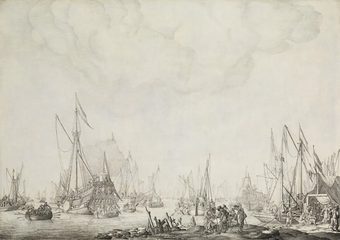 The Royal And State Yachts Possibly The Arrival Of Charles Ii Of England At Moerdijk 1660 by Willem van de Velde the Elder - Canvas Print