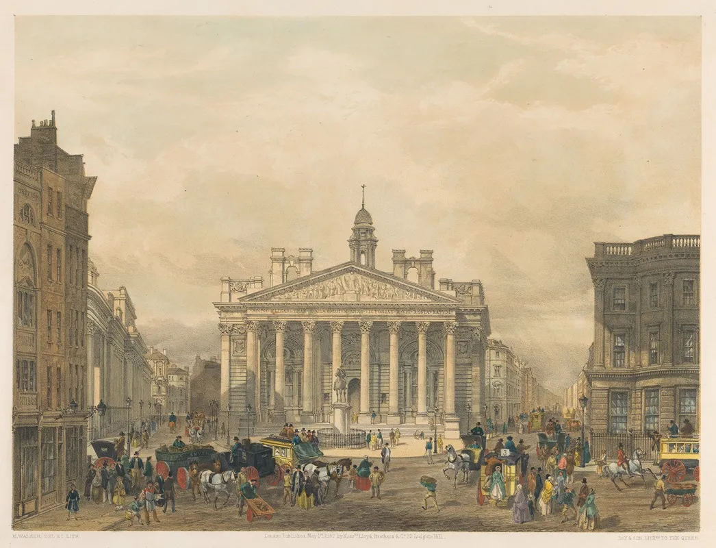 The Royal Exchange And The Bank Of England by Edmund Walker - Canvas Print