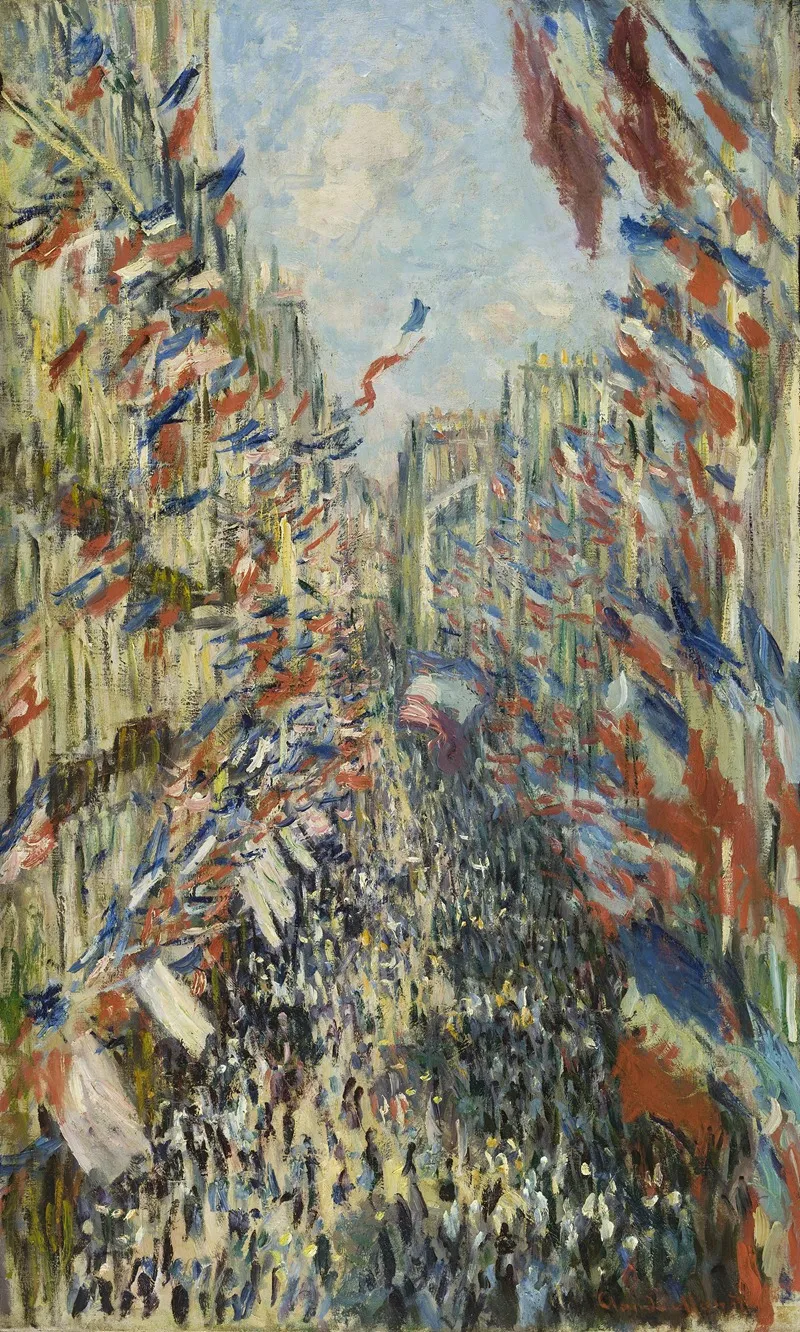 The Rue Montorgueil In Paris Celebration Of June 30 1878 by Claude Monet - Canvas Print