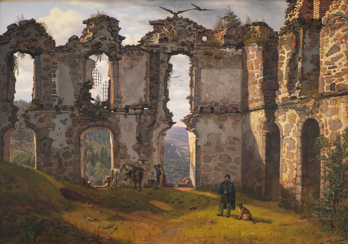 The Ruins Of Brahehus Near Jonkoping Sweden by Frederik Sødring - Canvas Print