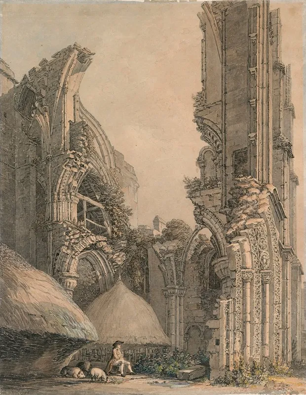The Ruins Of Malmesbury Abbey Somerset From The West Front Ill For The Antiquities Of Great Britan 1807