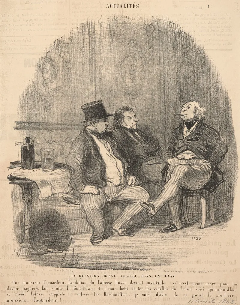 The Russian Question Treated In A Divan by Honoré Daumier - Canvas Print