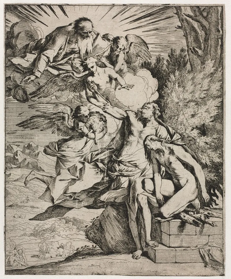 The Sacrifice Of Abraham 4 by Pietro Testa - Canvas Print