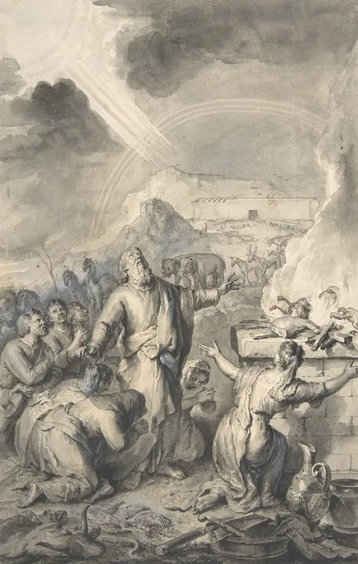 The Sacrifice Of Noah 4 by Gerard Hoet - Canvas Print