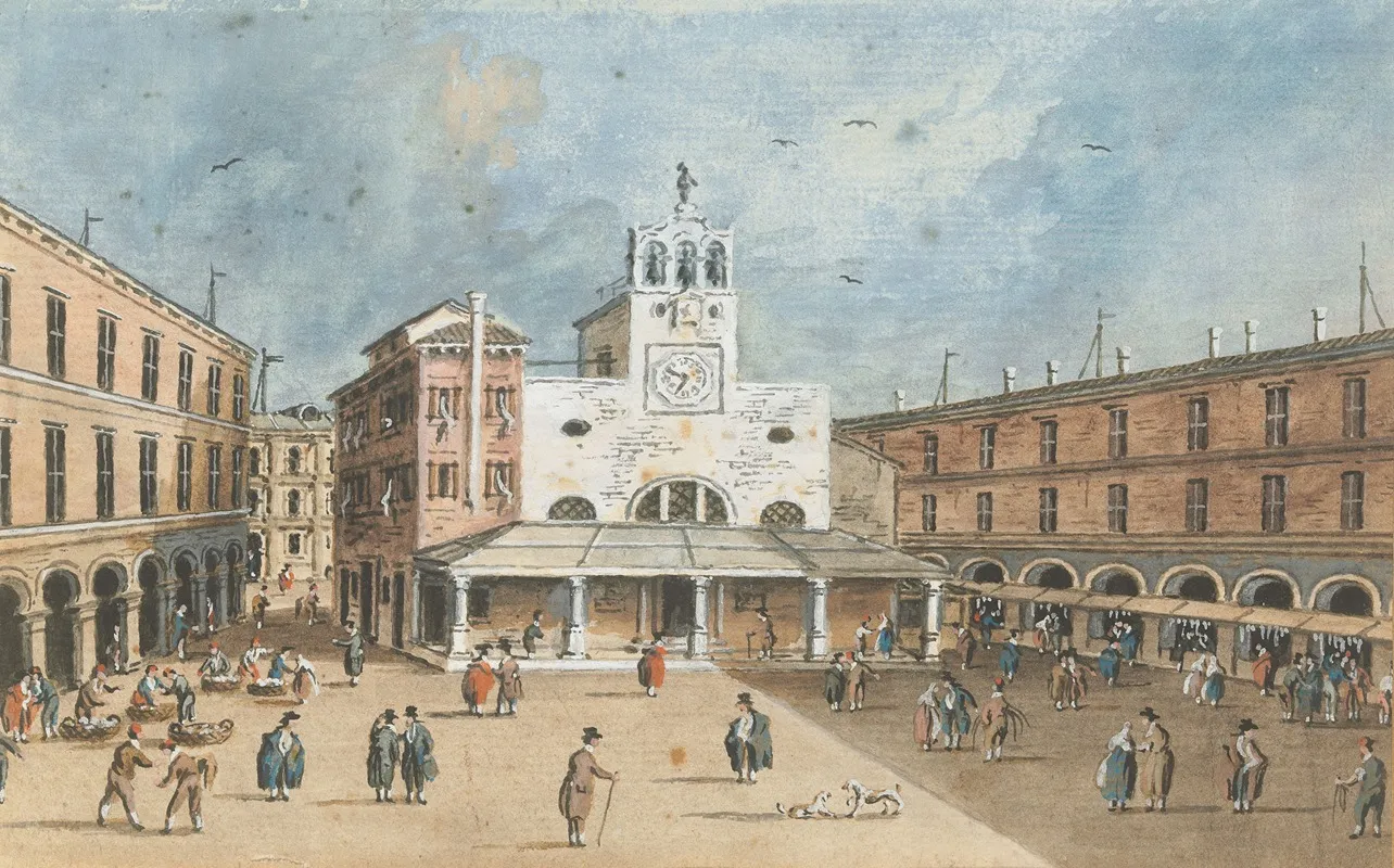 The San Giacomo Di Rialto Venice by Giacomo Guardi - Canvas Print