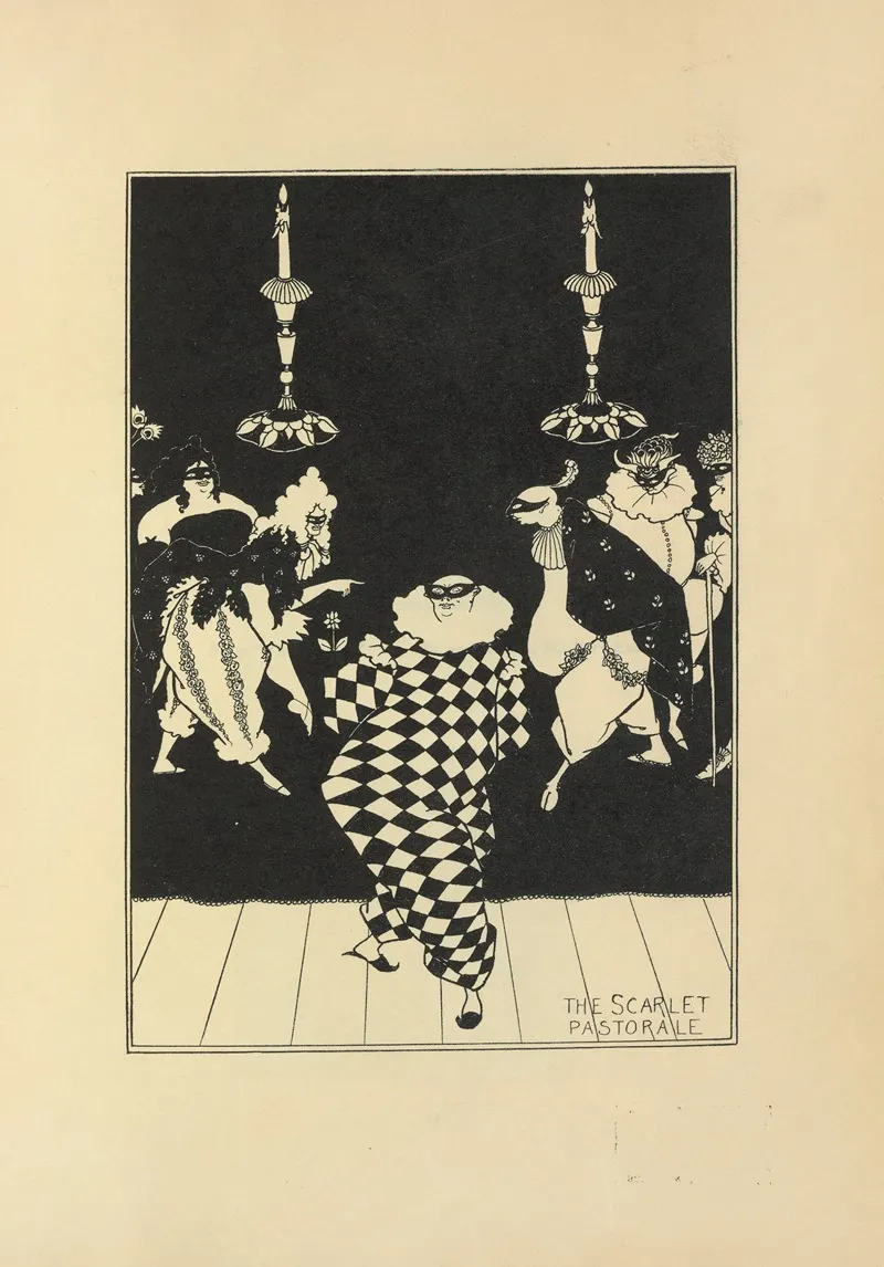The Scarlet Pastorale by Aubrey Vincent Beardsley - Canvas Print