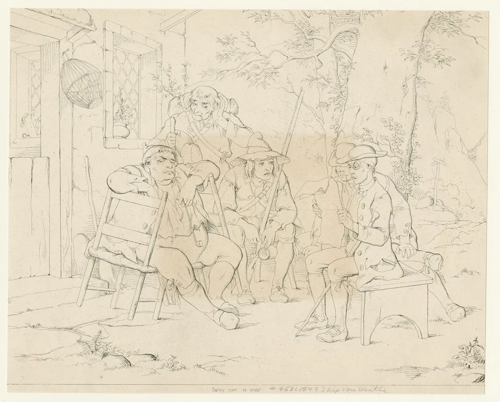 The Schoolmaster Reads From An Old Newspaper To The Village Sages Assembled Before The Inn