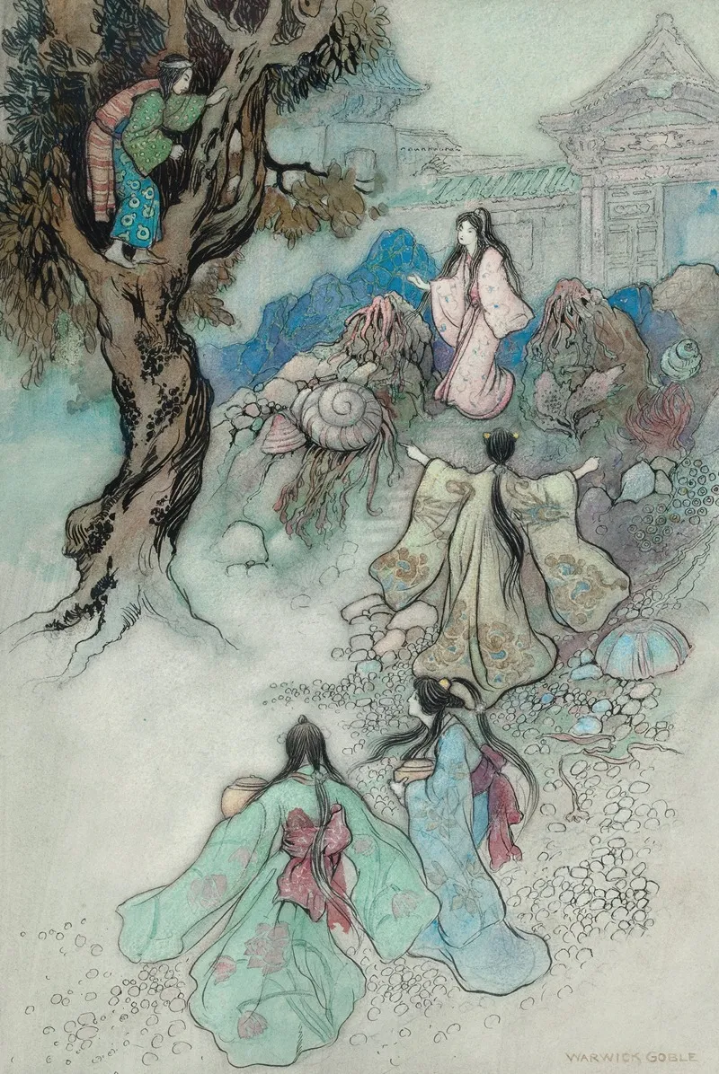The Sea King And The Magic Jewels by Warwick Goble - Canvas Print