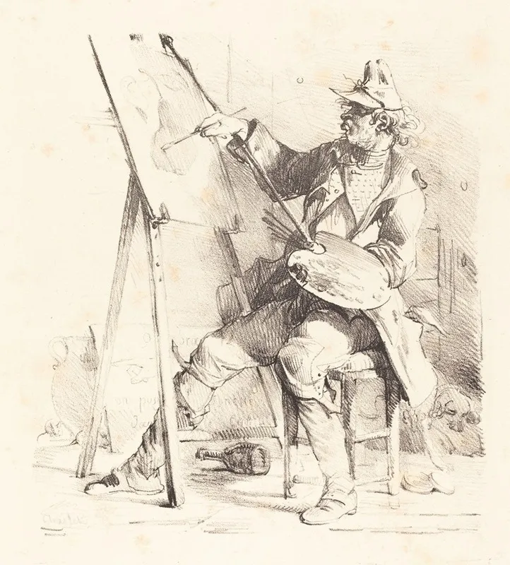 The Sign Painter Le Peintre Denseignes by Nicolas Toussaint Charlet - Canvas Print