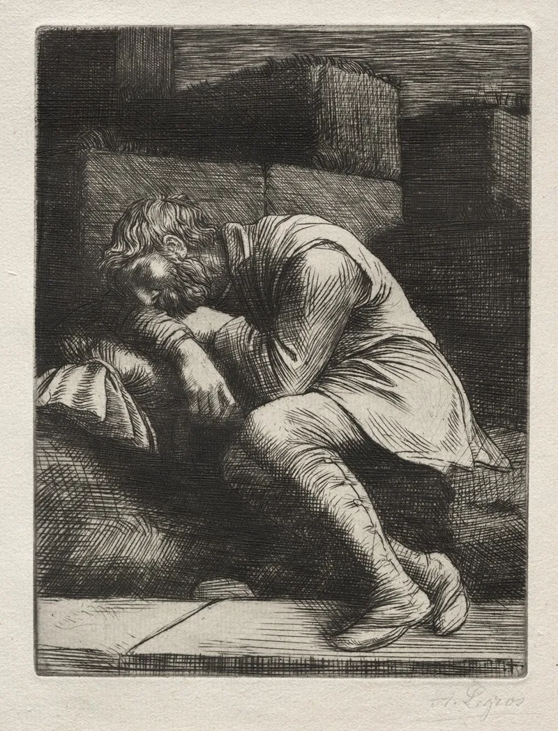 The Sleeping Beggar by Alphonse Legros - Canvas Print