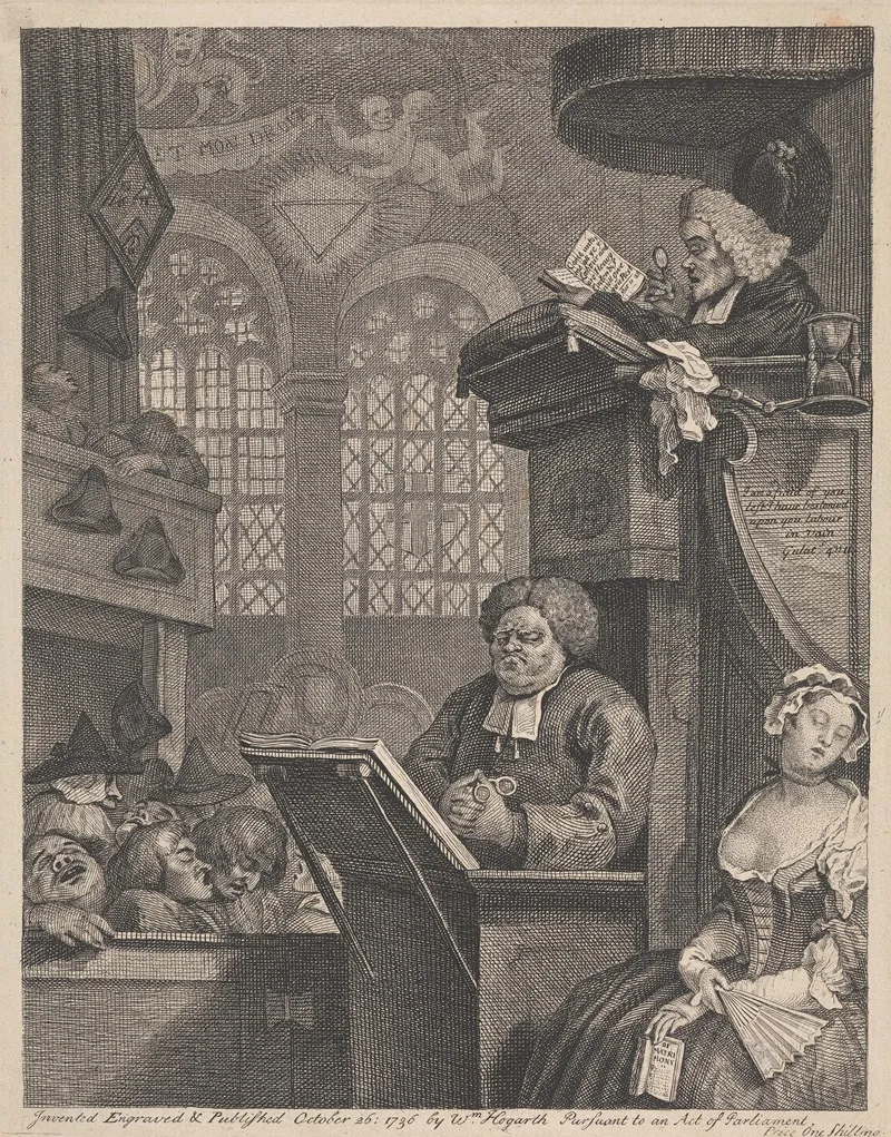 The Sleeping Congregation 2 by William Hogarth - Canvas Print