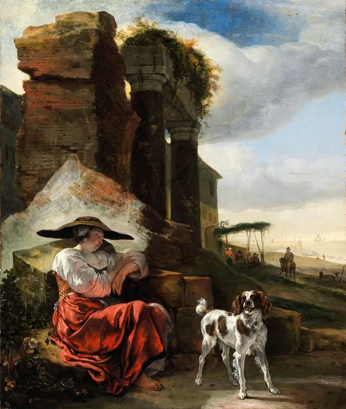 The Sleeping Shepherdess by Jan Baptist Weenix - Canvas Print