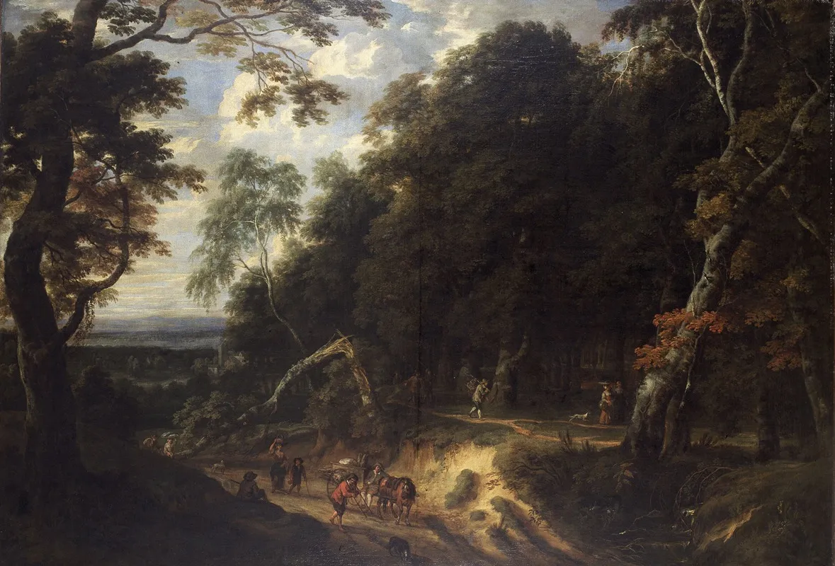 The Soignes Forest With Figures by Jacques d'Arthois - Canvas Print