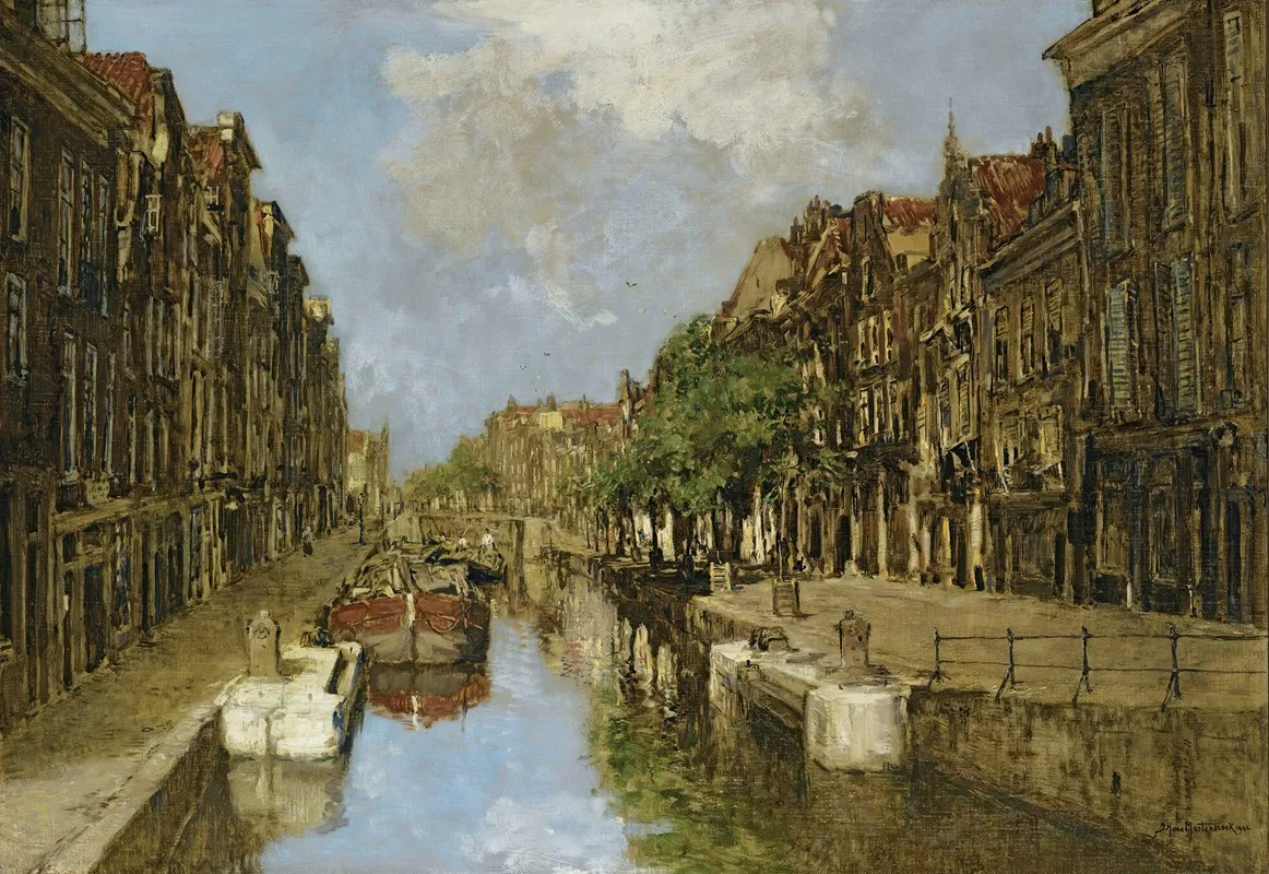 The Spuiwater And Delftsche Vaart Rotterdam by Johan Hendrik Van Mastenbroek - Canvas Print