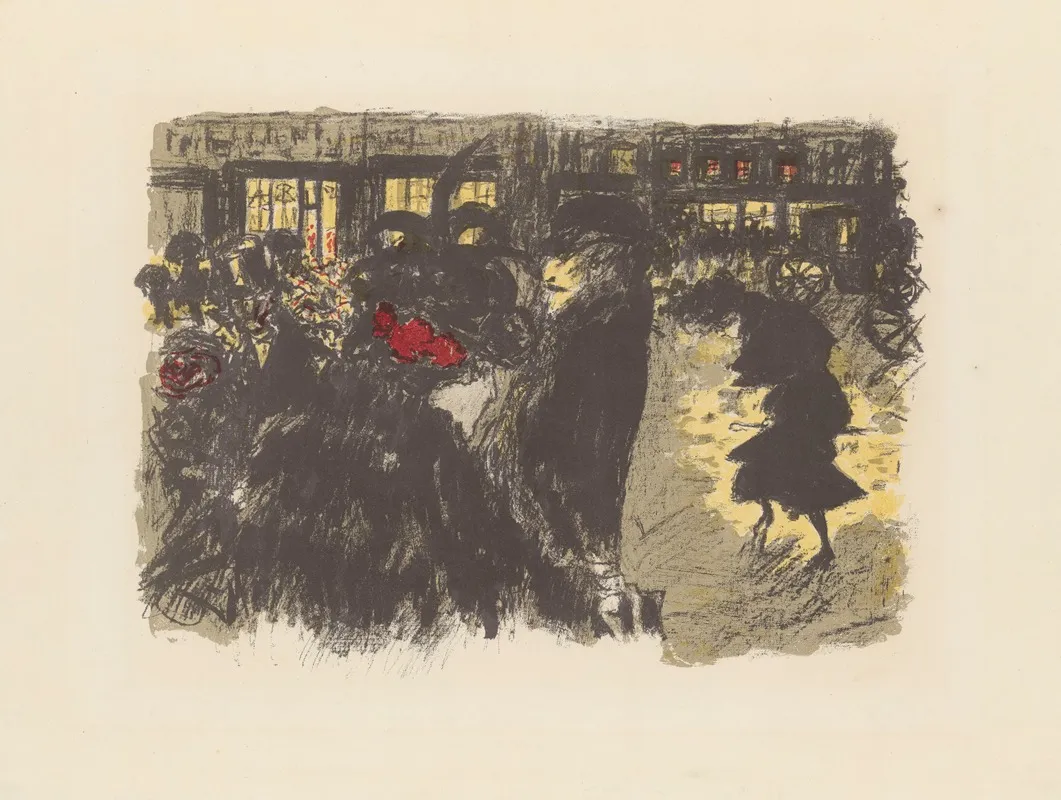 The Square At Evening Place Le Soir by Pierre Bonnard - Canvas Print