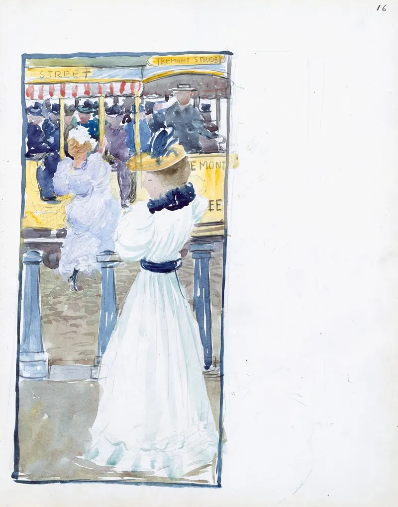 The Streetcar On Tremont Street by Maurice Prendergast - Canvas Print