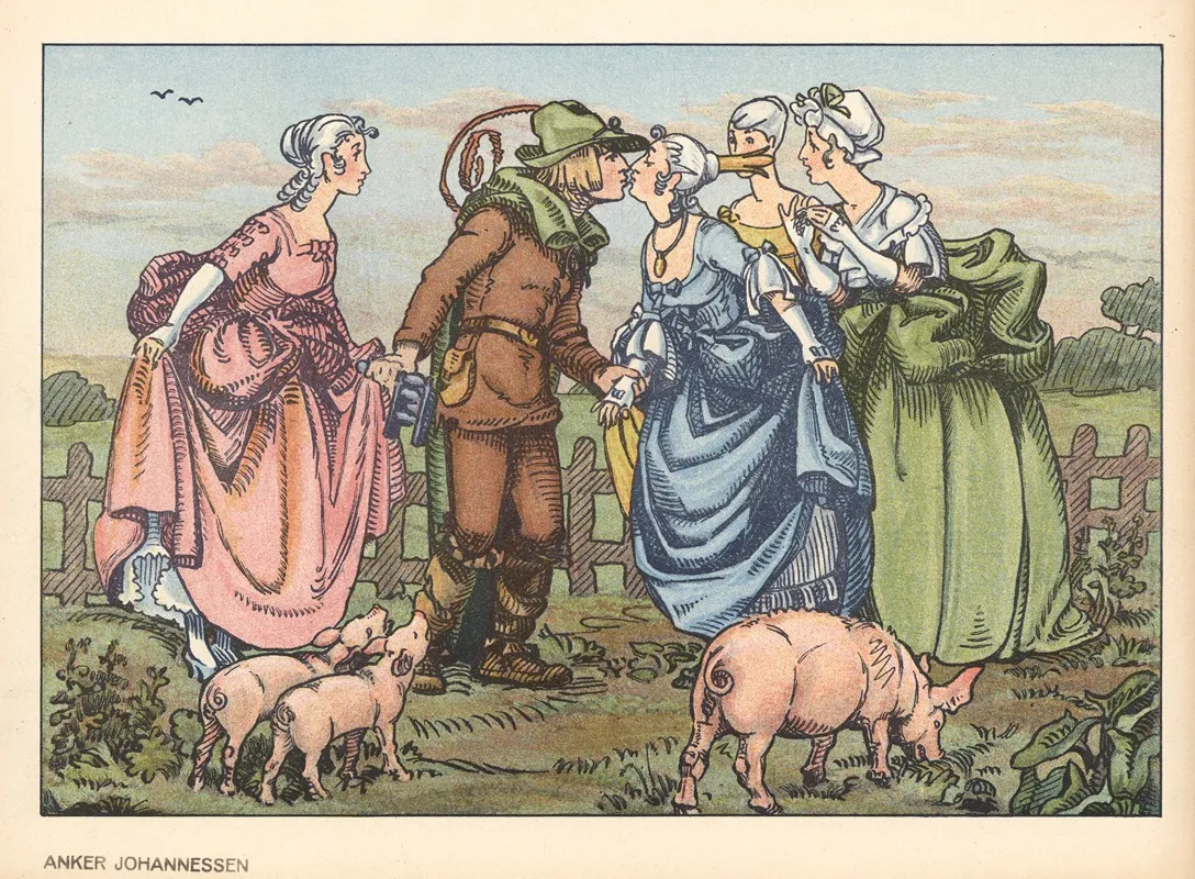 The Swineherd 100 Kisses by Anker Johannesens Forlag - Canvas Print
