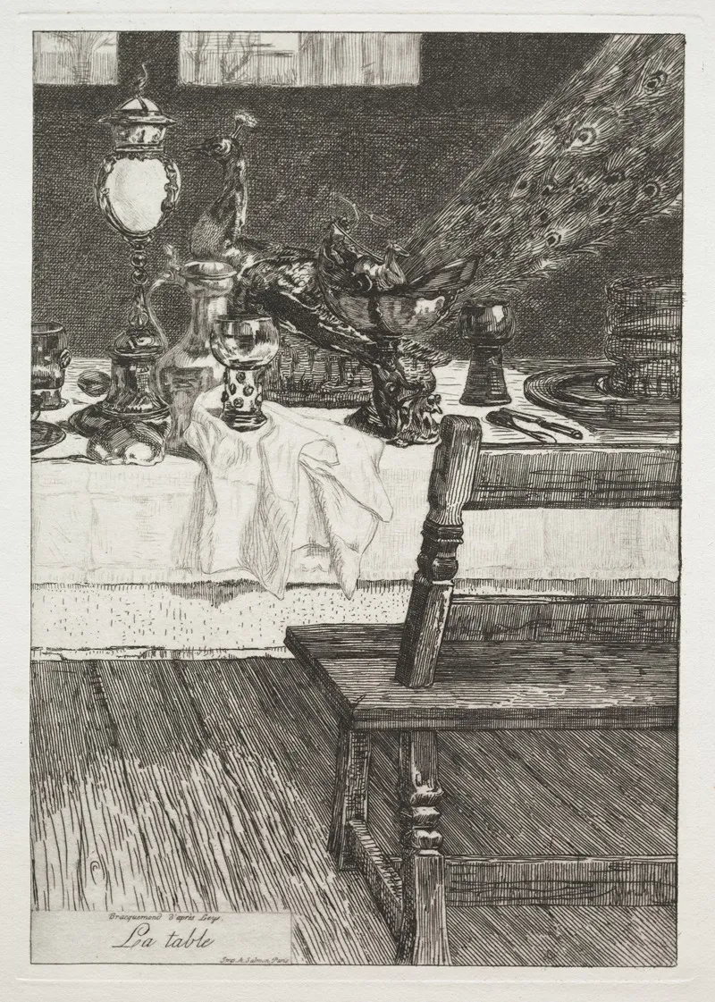 The Table After H Leys by Félix Bracquemond - Canvas Print