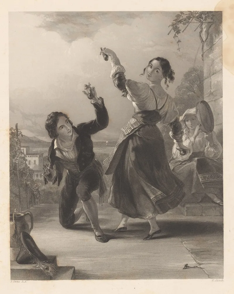 The Tarantella by Thomas Uwins - Canvas Print