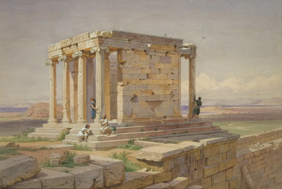 The Temple Of Athena Nike View From The North East by Carl Friedrich Heinrich Werner - Canvas Print
