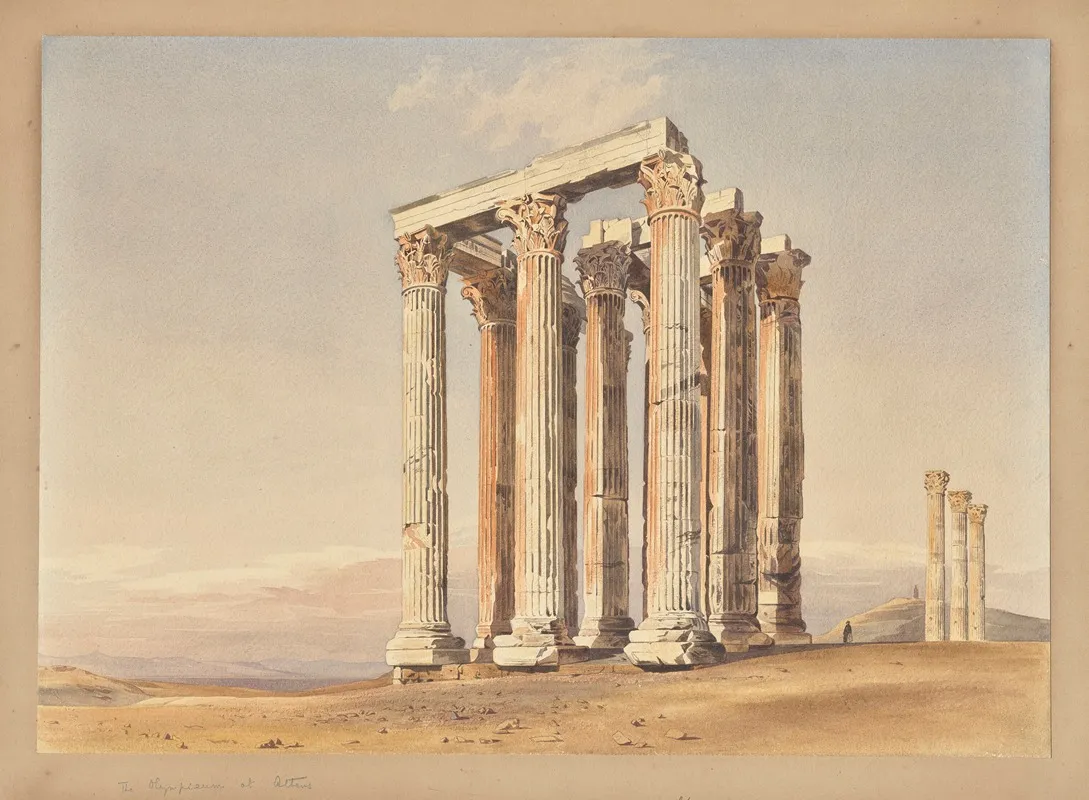 The Temple Of Olympian Zeus Athens by Thomas Hartley Cromek - Canvas Print