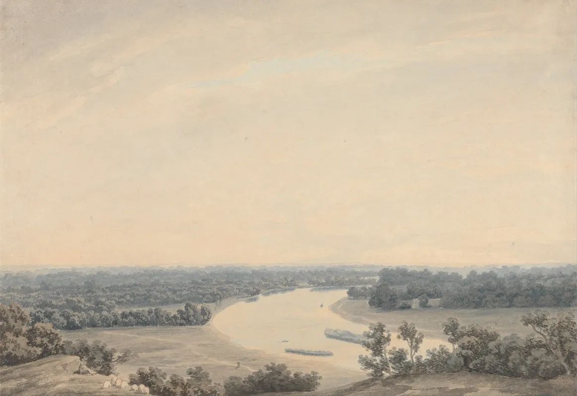 The Thames From Richmond Hill Looking Southwest by John Robert Cozens - Canvas Print