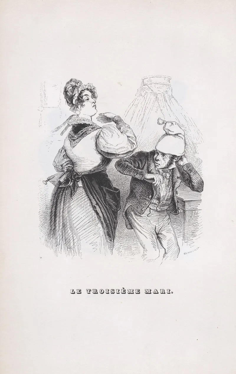 The Third Husband by J. J. Grandville - Canvas Print